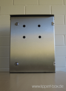 Stainless steel wall housing with 4 holes, front