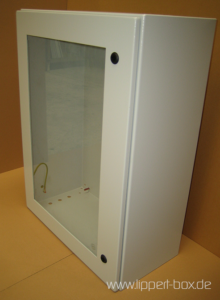 Wall-mounted enclosure with viewing window