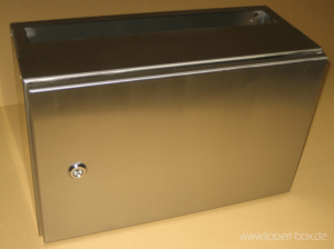 Wall-mounted enclosure in stainless steel with cut-out